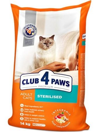 Club4paws Tavuklu Kısırlaştırılmış Tahıllı Yetişkin Kuru Kedi Maması 14 kg