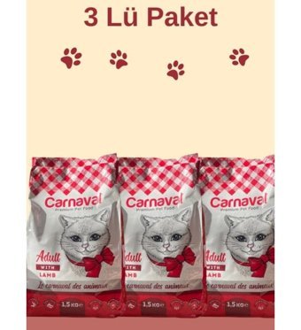 Carnaval Kuzu Etli Yetişkin Kuru Kedi Maması 3x1.5 kg