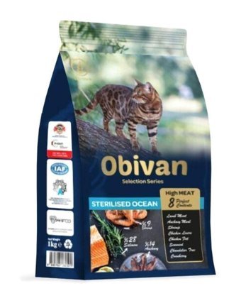 Obivan Sterilised Alabalıklı Kısırlaştırılmış Az Tahıllı Yetişkin Kuru Kedi Maması 3x1 kg