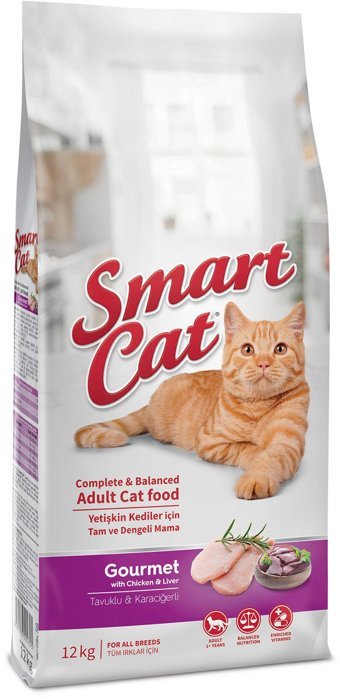 Smart Cat Gurme Ciğer-Tavuklu Tahıllı Yetişkin Kuru Kedi Maması 12 kg