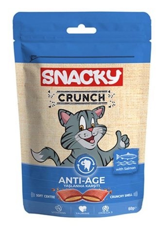 Snacky Crunch Yaşlanma Karşıtı Somonlu Yetişkin Kedi Ödül Maması 60 gr