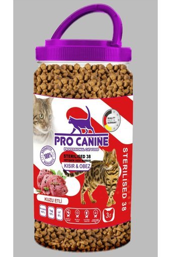 Pro Canine Obez Sterilised Kuzu Etli Kısırlaştırılmış Az Tahıllı Yetişkin Kuru Kedi Maması 3 lt
