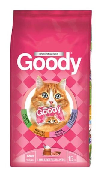 Goody Pirinçli-Kuzu Etli Tahıllı Yetişkin Kuru Kedi Maması 15 kg