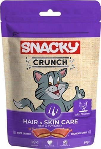 Snacky Crunch Hair-Skin Tavuklu Tahılsız Yetişkin Kedi Ödül Maması 600 gr