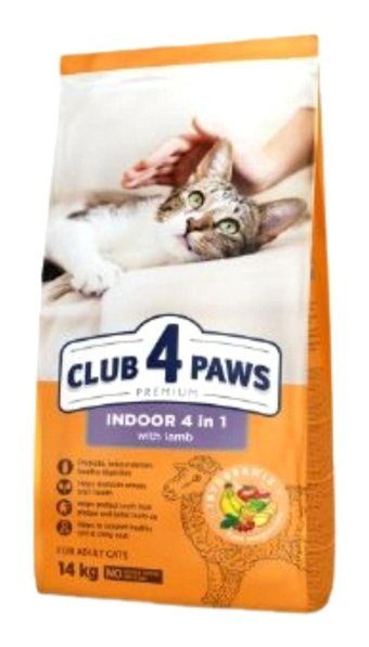 Club4paws Premium Indoor 4 In 1 Kuzu Etli Az Tahıllı Yetişkin Kuru Kedi Maması 14 kg