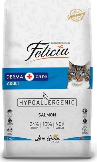 Felicia Hypoallergenic Somonlu Az Tahıllı Yetişkin Kuru Kedi Maması 12 kg