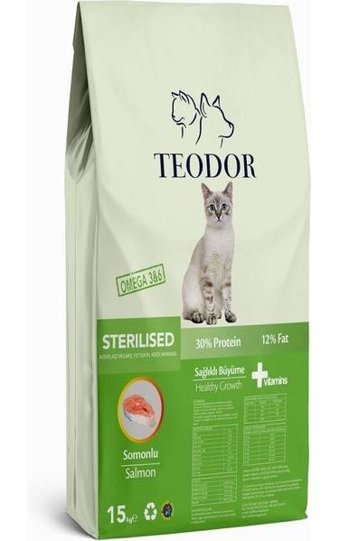 Teodor Somonlu Kısırlaştırılmış Yetişkin Kuru Kedi Maması 15 kg