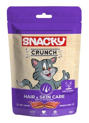 Snacky Deri Ve Tüy Bakımı Tavuklu Yetişkin Kedi Ödül Maması 60 gr