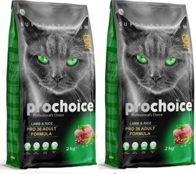 Prochoice Pro 36 Kuzu-Pirinç Tahıllı Yetişkin Kuru Kedi Maması 2x2 kg