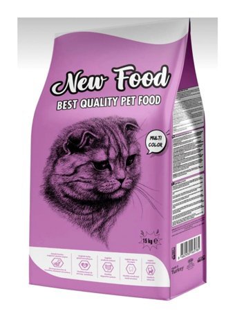New Food Multi Color Ciğerli Tahıllı Yetişkin Kuru Kedi Maması 15 kg