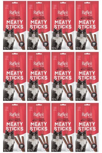Reflex Meaty Sticks Biftek-Kuzu Eti Kedi Ödül Maması 36x5 gr