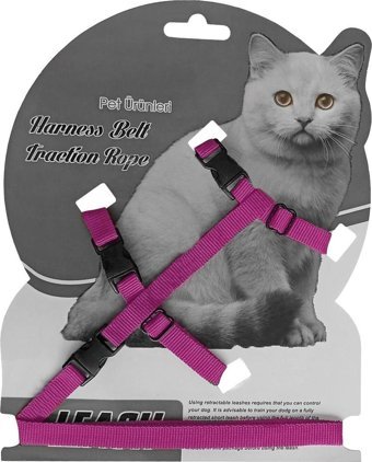 Markapet Düz Güvenlikli Mürdüm Ayarlanabilir Gezdirme Göğüs Kedi Tasması