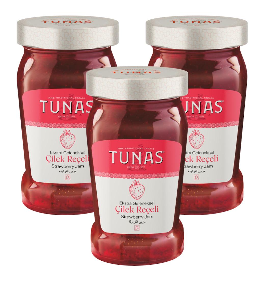 Tunas Ekstra Geleneksel Çilek Reçeli 3x380 gr