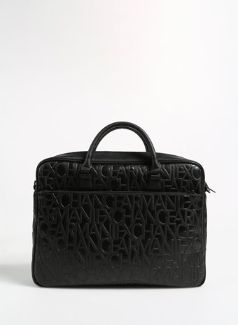 Armani Exchange 952525 CC838 15.6 inç Suni Deri El-Omuz Laptop Çantası Siyah