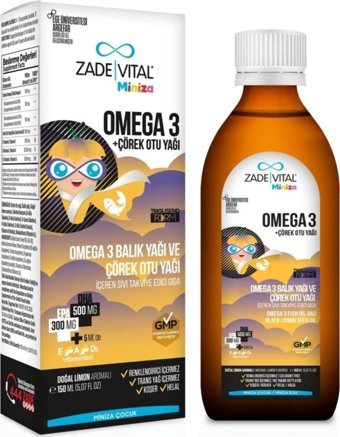 Zade Vital Miniza Omega 3 Şurup 150 ml