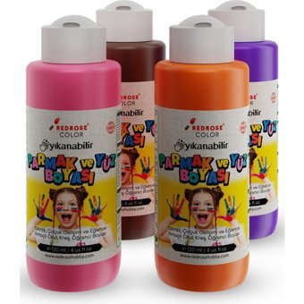 Red Rose Yıkanabilir 120 ml 4'lü Çok Renkli Parmak Boyası