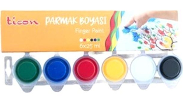 Ticon Yıkanabilir 25 ml 6'lı Çok Renkli Parmak Boyası