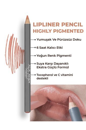 Alix Avien 04 Suya Dayanıklı İnce Uçlu Mat Dudak Kalemi Somon