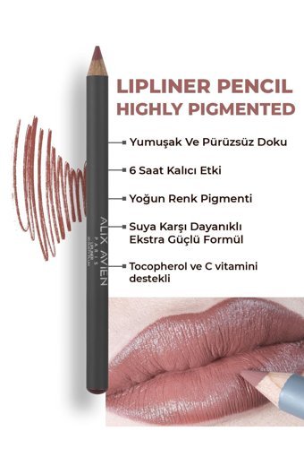 Alix Avien 20 Suya Dayanıklı İnce Uçlu Mat Dudak Kalemi Dusty Plum