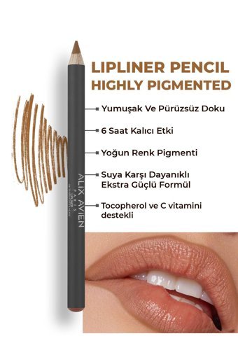 Alix Avien 08 Suya Dayanıklı İnce Uçlu Mat Dudak Kalemi Terracotta Nude