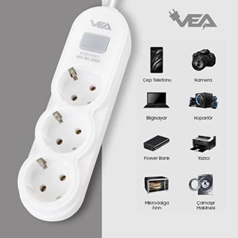 Vea Va-21571 3'lü Soket Kablolu 1.5 m Çiftli Akım Korumalı Priz