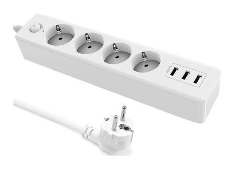 Tenon 4'lü Soket Kablolu 2 m 3'lü USB Çiftli Akım Korumalı Priz
