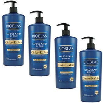 Bioblas Professional Kepek Karşıtı Düz Saçlar İçin Sülfatsız Keratin Çinko-Kafein Parabensiz Şampuan 4x900 ml