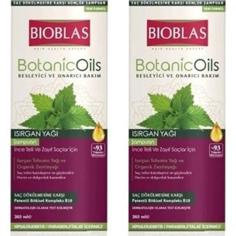 Bioblas Botanic Oils Onarıcı Düz Saçlar İçin Sülfatsız Keratin Isırgan Otlu Parabensiz Şampuan 2x360 ml