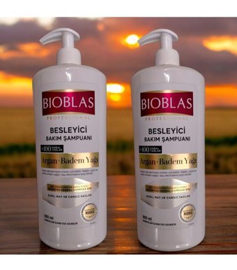 Bioblas Professional Saç Dökülmesine Karşı Tüm Saçlar İçin Tuzsuz Sülfatsız Keratin Argan Yağı-Badem Yağı Parabensiz Şampuan 2x900 ml