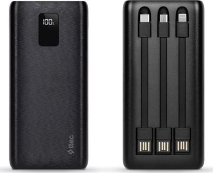 Ttec Polham 20000 mAh Hızlı Şarj Dijital Göstergeli Type C Çoklu Bağlantı Powerbank Siyah
