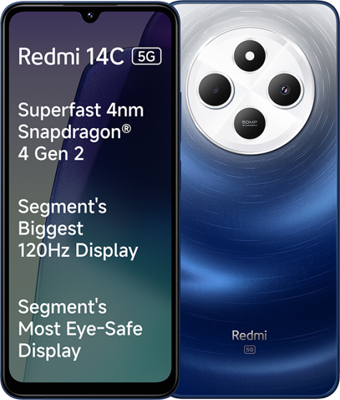 Xiaomi Redmi 14C 5G 256 GB Hafıza 4 GB Ram 6.88 inç 50 MP Çift Hatlı IPS LCD Ekran Android Akıllı Cep Telefonu Mavi