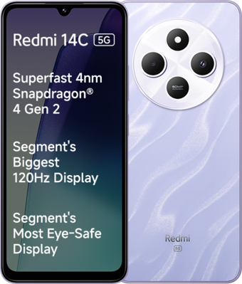 Xiaomi Redmi 14C 5G 512 GB Hafıza 6 GB Ram 6.88 inç 50 MP Çift Hatlı IPS LCD Ekran Android Akıllı Cep Telefonu Mor