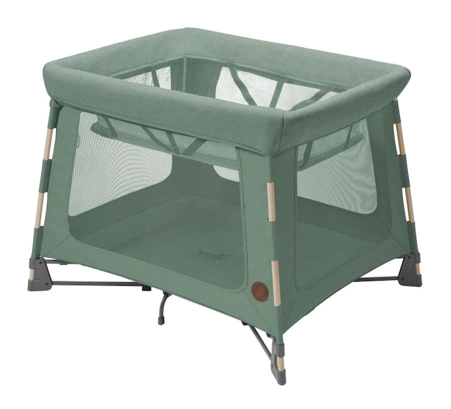 Maxi-cosi 3'ü Bir Arada Metal 20 kg Kapasiteli Ayarlanabilir Taşınabilir Katlanabilir Ara Katlı 86x106 cm Sallanan Anne Yanı Park Yatak Yeşil