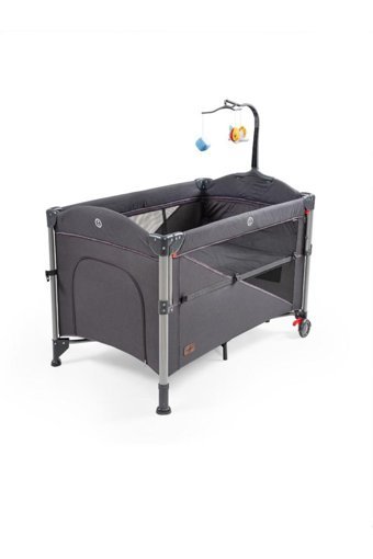 Baby2go Camellia Aliminyum 28 kg Kapasiteli Ayarlanabilir Taşınabilir Katlanabilir Ara Katlı 70x110 cm Sallanan Anne Yanı Park Yatak Gri