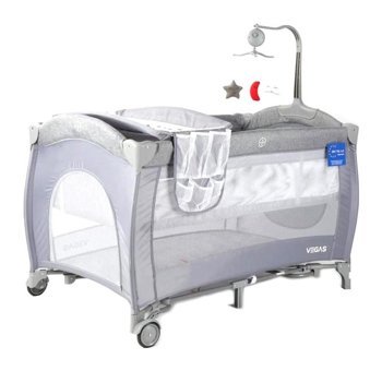 Sunny Baby 9162 Metal 25 kg Kapasiteli Ayarlanabilir Taşınabilir Katlanabilir Ara Katlı 120x70 cm Sallanan Anne Yanı Park Yatak Açık Gri