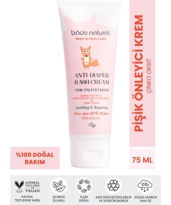 Bade Natural Anti-Diaper Rash Cream Vitaminli Parfümsüz Parabensiz Pişik Kremi 75 ml