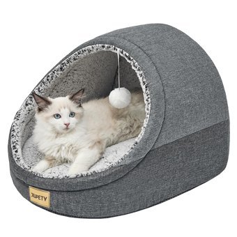 Jiupety Tek Katlı Su Geçirmez İç Mekan Polyester Kedi Evi Gri
