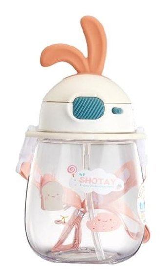 Shotay Rabbit Pipetli Turuncu Tritan Çocuk Matara 600 ml