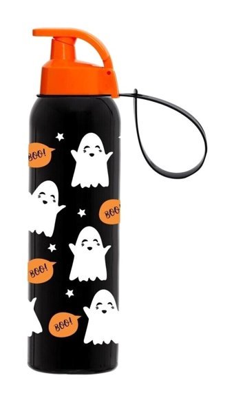 Herevin Hayalet Desenli Turuncu Plastik Spor Matara 500 ml