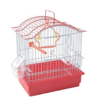Birdlife A313 Çatılı Dikdörtgen Metal Muhabbet Kuşu Kafesi Beyaz-Kırmızı