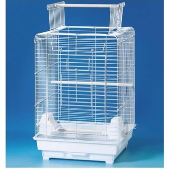 Qh Pet Cage Çatılı Ayaklı Dikdörtgen Pirinç Papağan Kafesi Beyaz