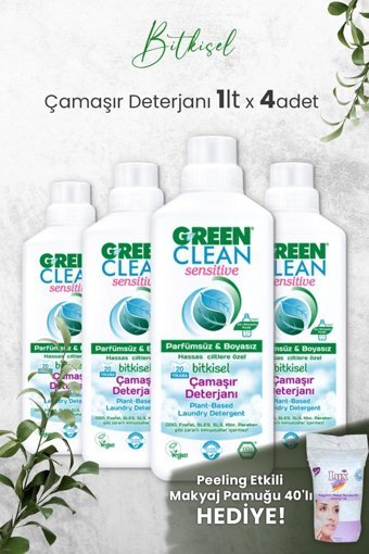 U Green Clean Sensitive Renkli ve Beyazlar İçin 20 Yıkama Sıvı Deterjan 4x1 lt