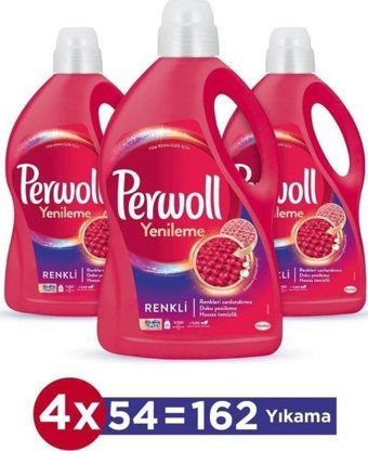 Perwoll Yenileme Renkliler İçin 54 Yıkama Sıvı Deterjan 3x3 lt