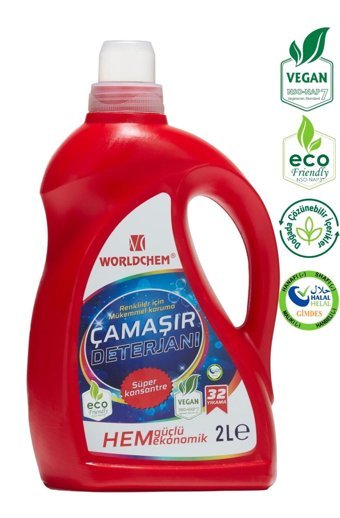 Worldchem Renkliler İçin Konsantre 32 Yıkama Sıvı Deterjan 2 lt