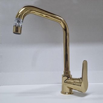 Venita 360° Oynar Başlıklı Çift Girişli Aç Kapa Eviye Bataryası Gold