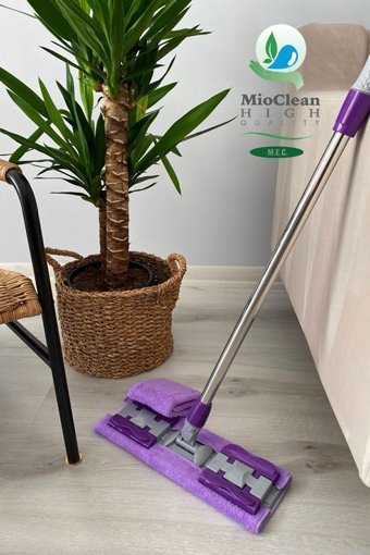 Mioclean Mikrofiber Mandallı Mop Mor + Yedek Bez Hediyeli