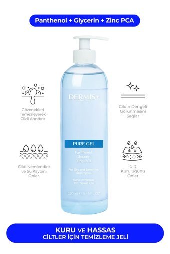 Dermis Plus Alkolsüz Kuru ve Hassas Ciltler Su Bazlı Yüz Temizleme Jeli 250 ml