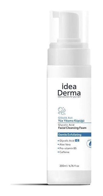 İdea Derma Glikolik Asit Alkolsüz Tüm Ciltler Su Bazlı Yüz Yıkama Köpüğü 200 ml