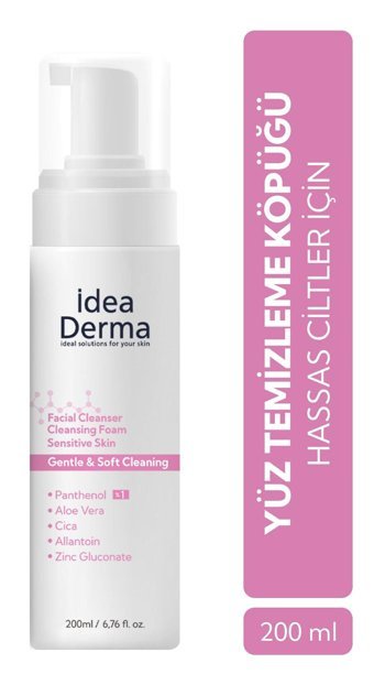 İdea Derma Alkolsüz Hassas Ciltler Yağ Bazlı Yüz Temizleme Köpüğü 200 ml