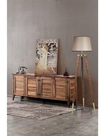 Lumexx Stil Ahşap Ayaklı Konik Lambader 165 cm Bej